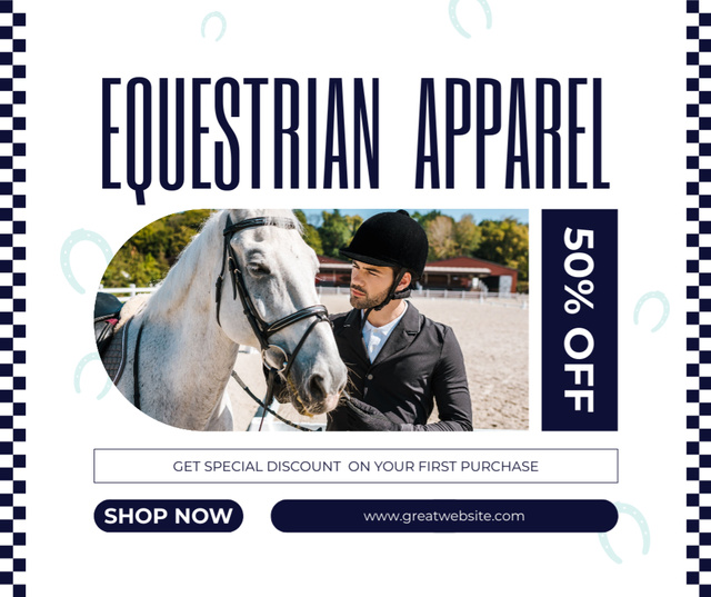 Ontwerpsjabloon van Facebook van Equestrian Apparel With Discount On Purchase