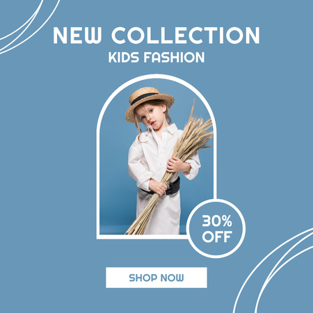 Kids Fashion Collection Announcement with Cute Child Instagram Tasarım Şablonu