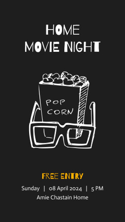 Home Movie Night Invitation Instagram Story Design Template
