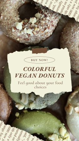Designvorlage Vegane Donuts und Erfrischungsgetränke im Angebot für Instagram Video Story