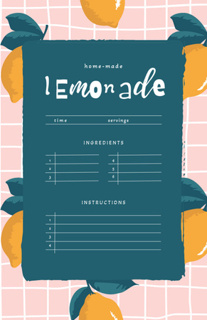 Homemade Lemonade Cooking Steps Recipe Card Design Template