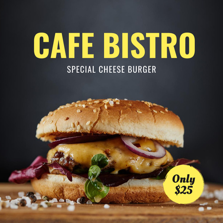 Ontwerpsjabloon van Instagram van Special Sale Offer of Grilled Cheese Burger