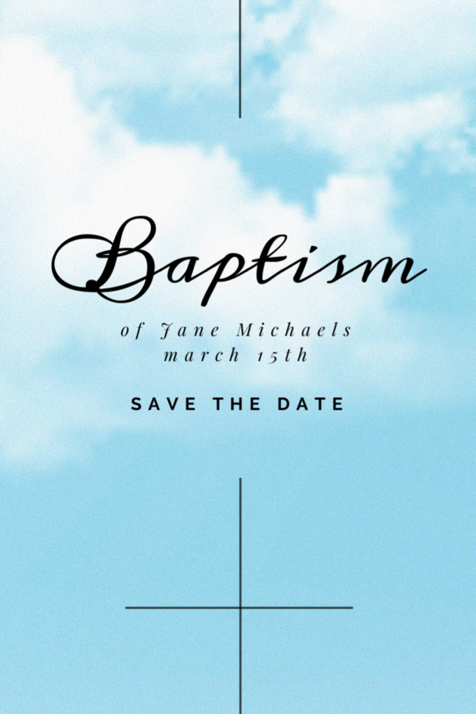 Baptism Ceremony Announcement with Clouds in Sky Invitation 6x9in Design Template