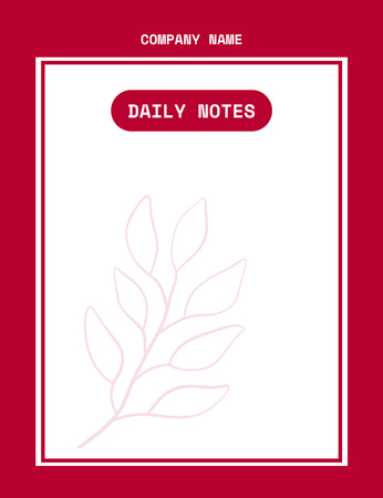 Daily Notes with Leaves Illustration Notepad 107x139mm tervezősablon