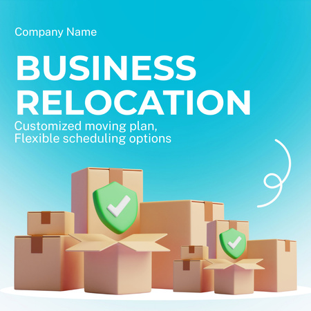 Modèle de visuel Annonce de services de relocalisation d'entreprise avec un tas de boîtes - Instagram AD