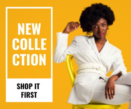 Fashion Ad with Stylish Woman Large Rectangle – шаблон для дизайна