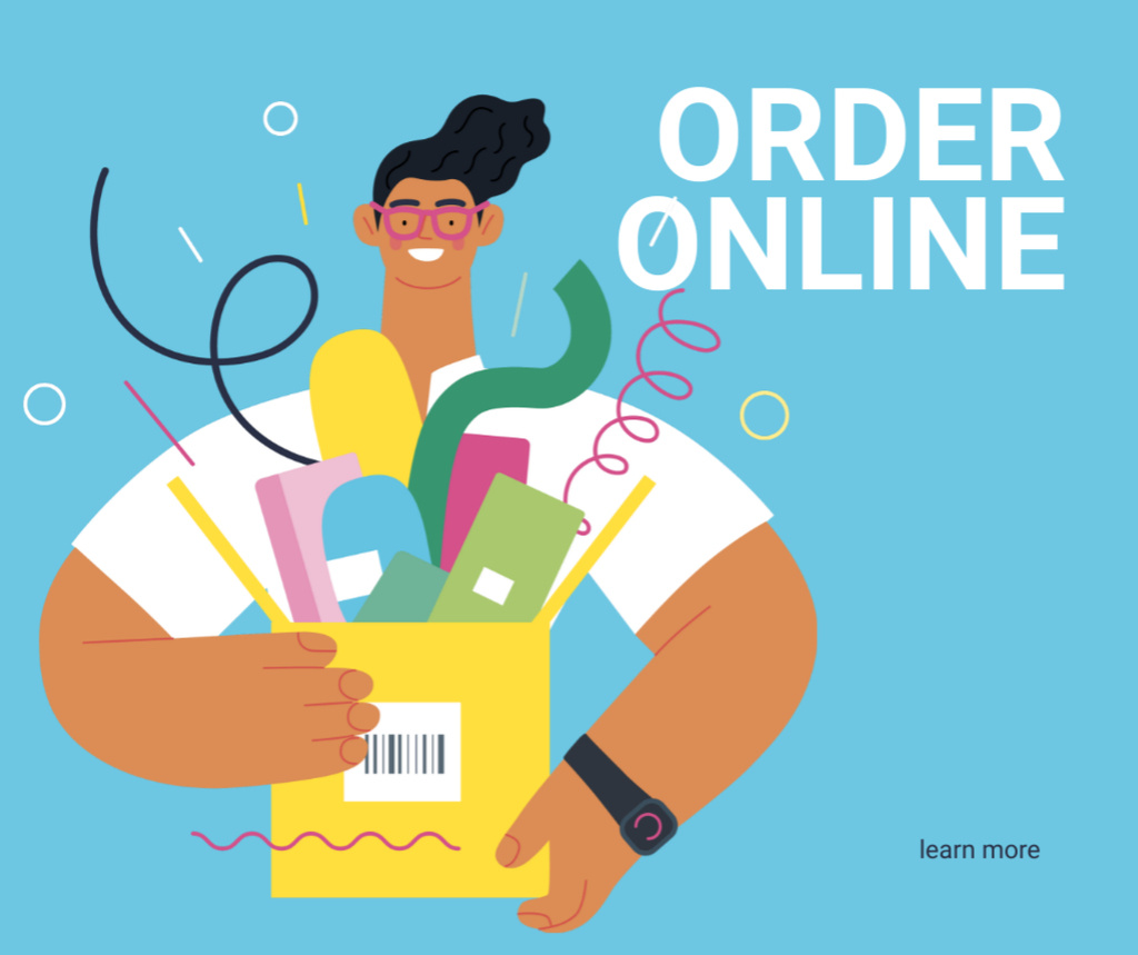 Courier Delivering online order Facebook Šablona návrhu