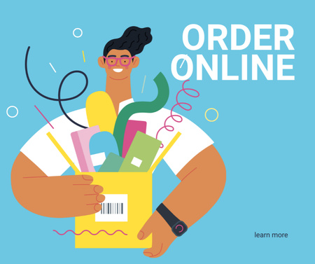 Courier Delivering online order Facebook Design Template