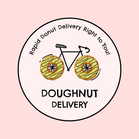 Служба доставки свежих пончиков на велосипеде Animated Logo – шаблон для дизайна