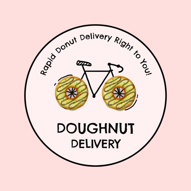 Ontwerpsjabloon van Animated Logo van Fresh Donut Delivery Service by Bicycle