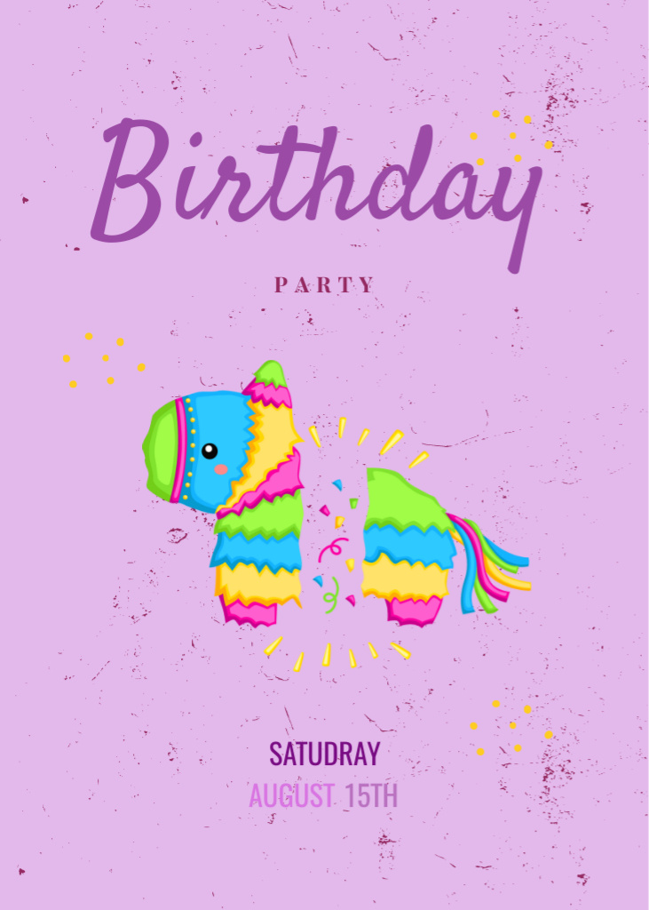 Plantilla de diseño de Birthday Party Announcement with Colorful Pony Invitation 
