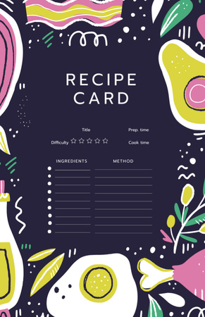 Bright illustration of Food Recipe Card Design Template