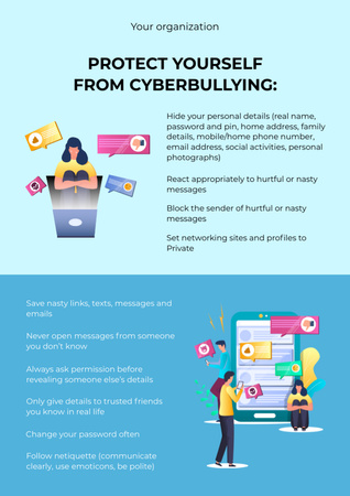 Protection of Cyberbullying Poster A3 Design Template