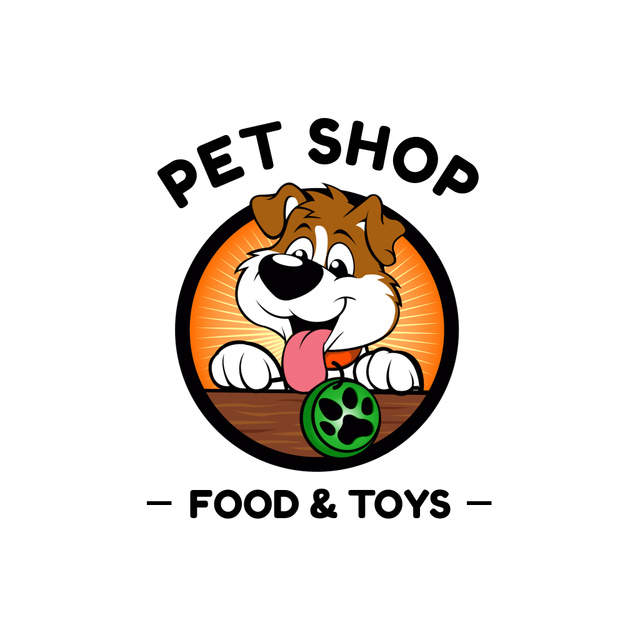 Food and Toys in Pet Shop Animated Logo Πρότυπο σχεδίασης