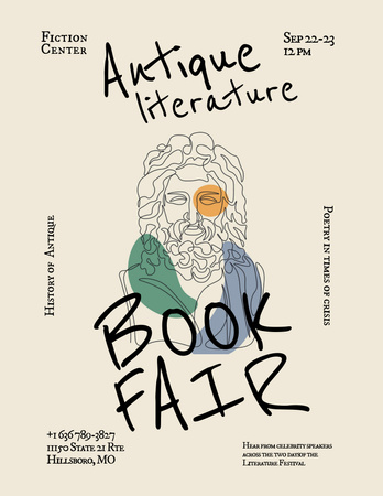 Enriching Notice of Book Fair And Literature Poster 8.5x11in Design Template