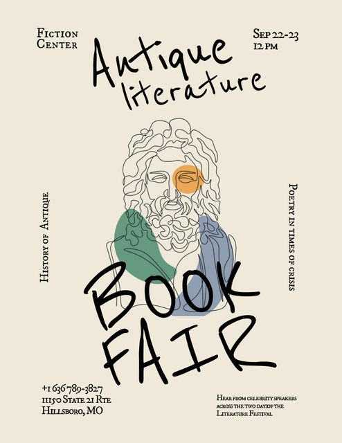 Enriching Notice of Book Fair And Literature Poster 8.5x11in Modelo de Design