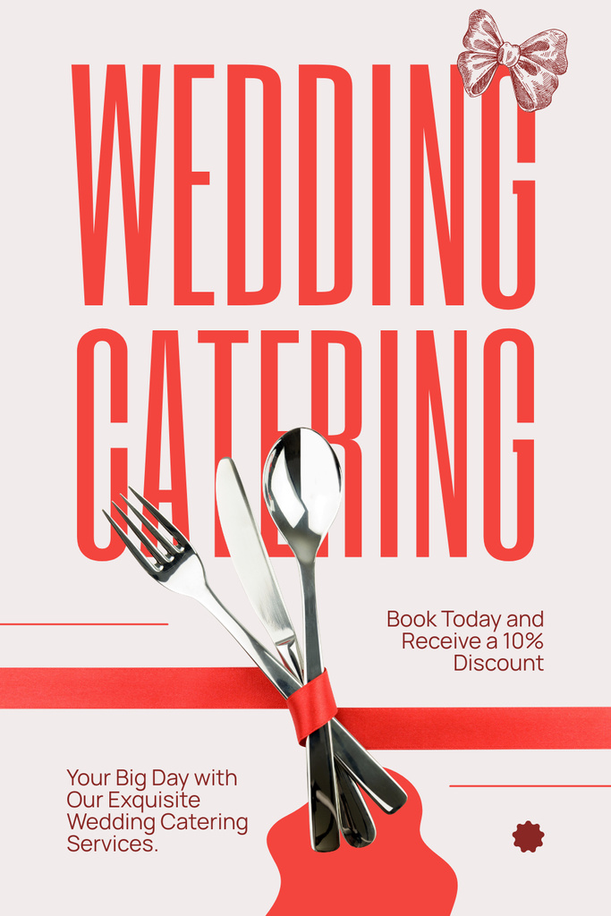 Wedding Catering Services with Cutlery Pinterest Design Template