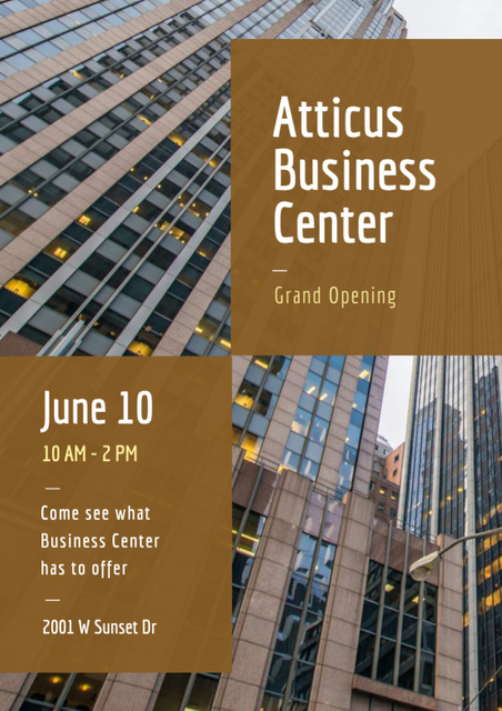 Business Building Center Grand Opening Announcement Flyer A4 Πρότυπο σχεδίασης
