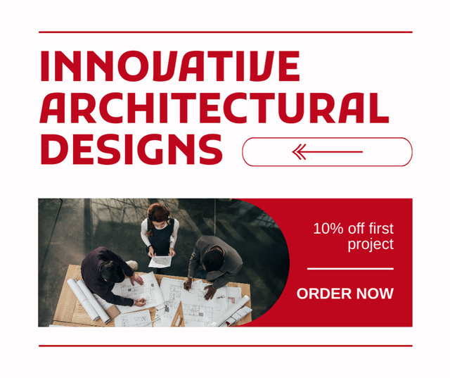 Ad of Innovative Architectural Designs with Team of Architects Facebook Šablona návrhu