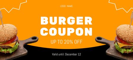 Burgers Discount Offer on Black and Orange Coupon 3.75x8.25in Design Template