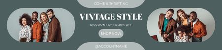 Multiracial Hipsters Collage for Retro Style Ebay Store Billboard Design Template