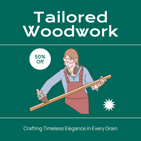 Platilla de diseño Essential Woodwork Service At Discounted Rates Offer Animated Post