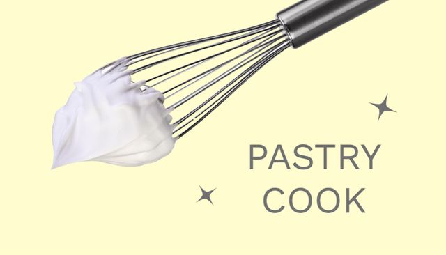 Ontwerpsjabloon van Business Card US van Pastry Cook Services Offer with Whisk