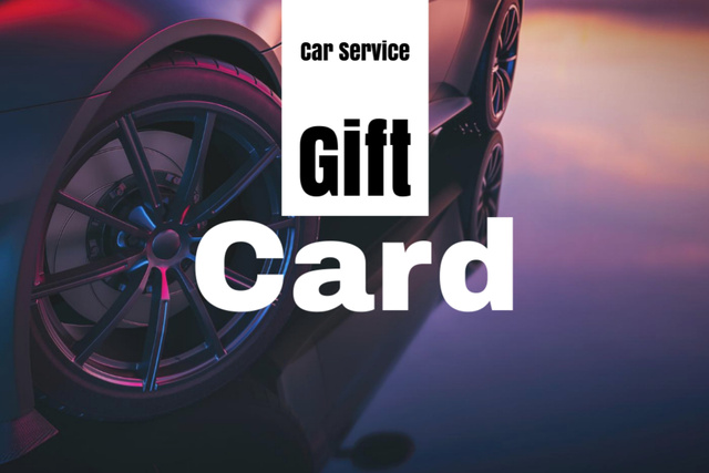 Car Services Ad with Wheel Gift Certificate Tasarım Şablonu