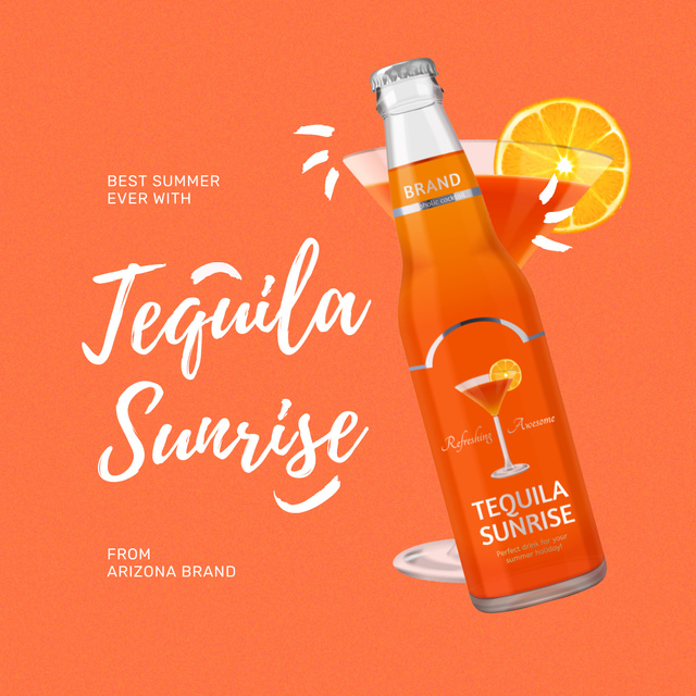 Tequila Drink in Bottle with Orange Slice Animated Post Design Template
