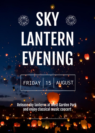 Platilla de diseño Sky lantern evening announcement on bokeh Invitation