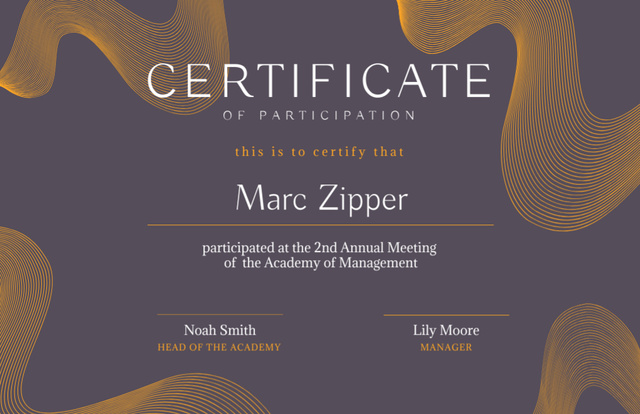Award for Participation in Annual Academy Meeting Certificate 5.5x8.5in Design Template