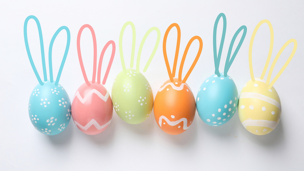 Decor of Cute Easter Eggs Zoom Background Design Template