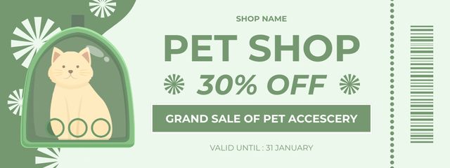 Ontwerpsjabloon van Coupon van Discount in Pet Shop on Accessories