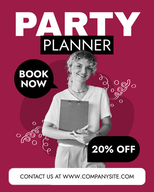 Designvorlage Book Party Planner Services at Discount für Instagram Post Vertical