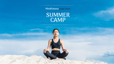 Woman practicing Yoga on Hill FB event cover Design Template
