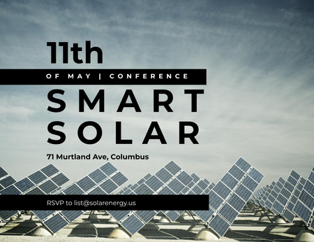 Solar Panels In Rows For Ecology Conference Invitation 13.9x10.7cm Horizontal Design Template