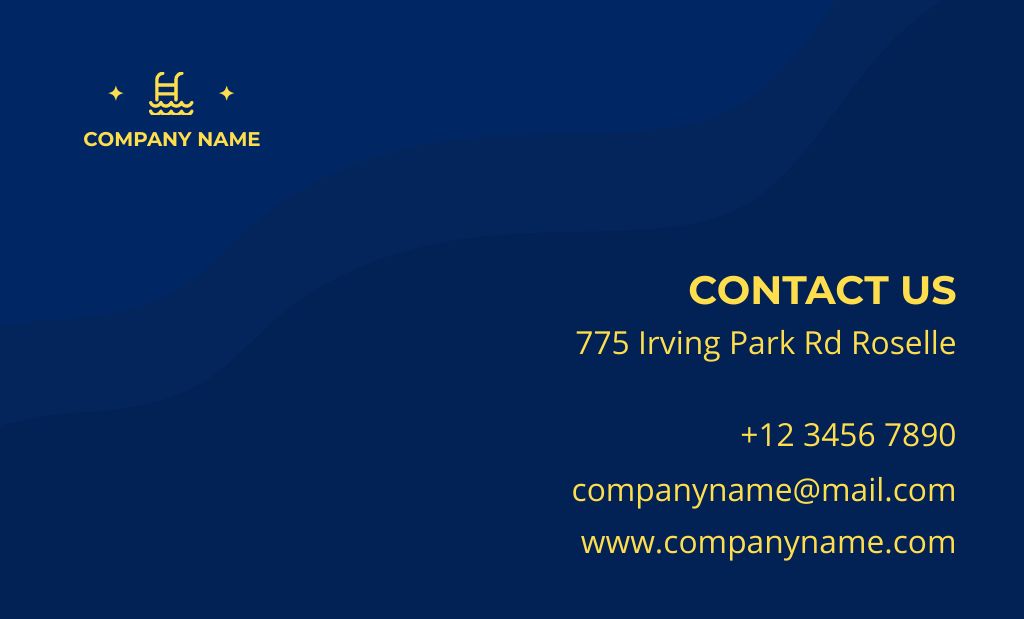 Pool Installation And Maintaining Services on Dark Blue Business Card 91x55mm Design Template