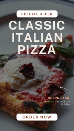 Oferta de pizza italiana de dar água na boca Instagram Story Modelo de Design