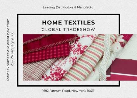 Template di design Home Textiles Event Announcement in Red Postcard 5x7in