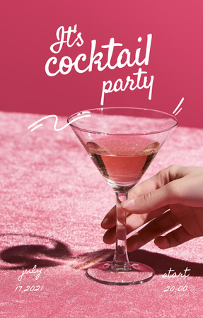 Sparkling Party Announcement With Cocktail Glass Invitation 4.6x7.2in Šablona návrhu