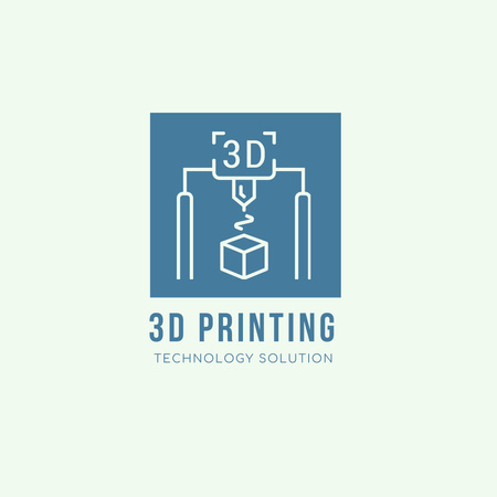 3d Printing Technology Solution Promotion Logo 1080x1080pxデザインテンプレート