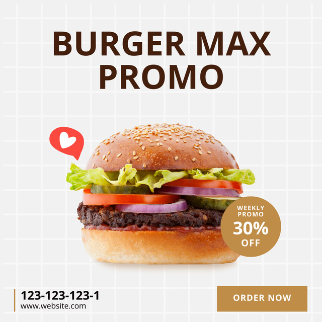 Ontwerpsjabloon van Instagram van Delicious Burger With Weekly Discount Offer