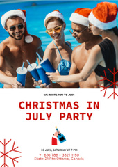 Pompous Christmas Party in July with Bunch of Young People With Drinks