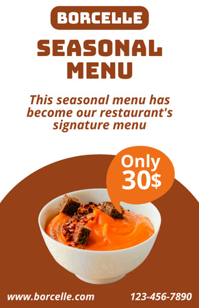 Restaurant's Seasonal Menu Ad Recipe Card Design Template