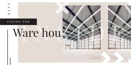 Empty Warehouse Interior with Large Windows Image Design Template