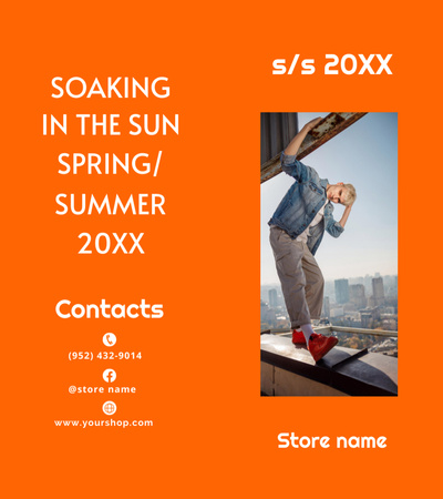 Stylish Guy posing in Bright Summer Outfit Brochure 9x8in Bi-fold Design Template