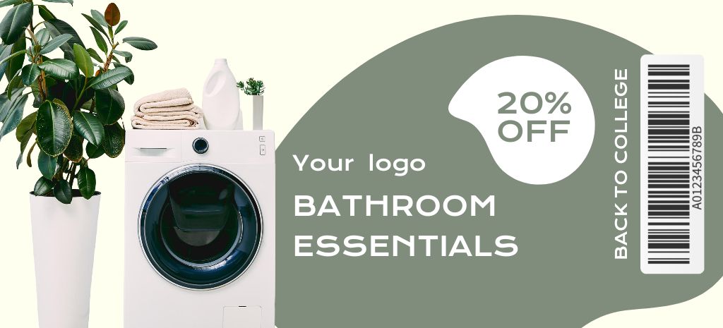 Platilla de diseño Bathroom and Laundry Essentials Sale Coupon 3.75x8.25in