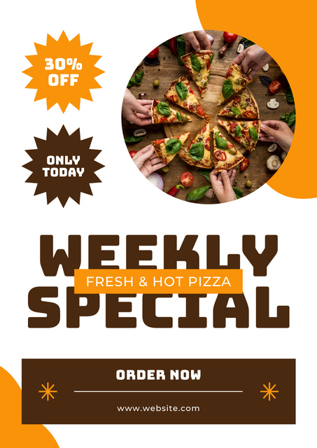 Designvorlage Special Weekly Discount on Pizza für Poster