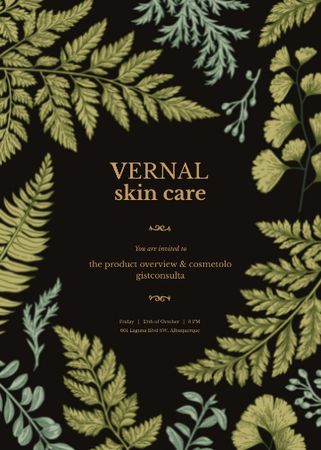 Modèle de visuel Skincare ad on Green fern leaves - Invitation