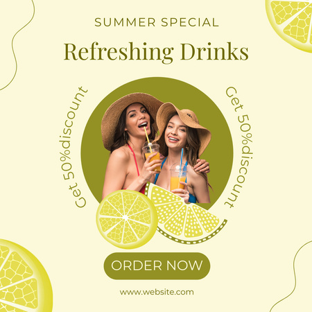 Refreshing Drinks for Beach Party Instagram Design Template